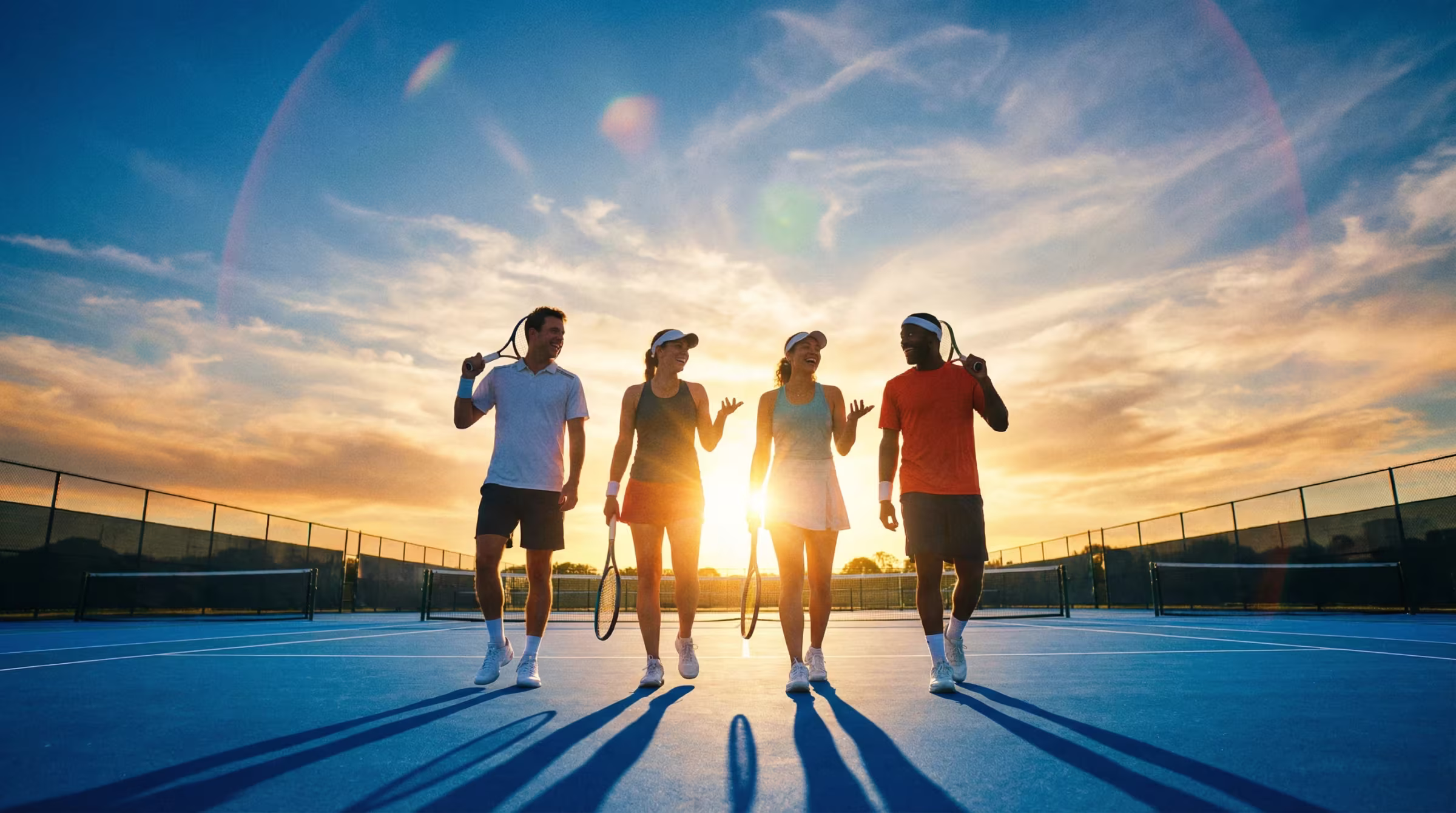 People enjoying tennis